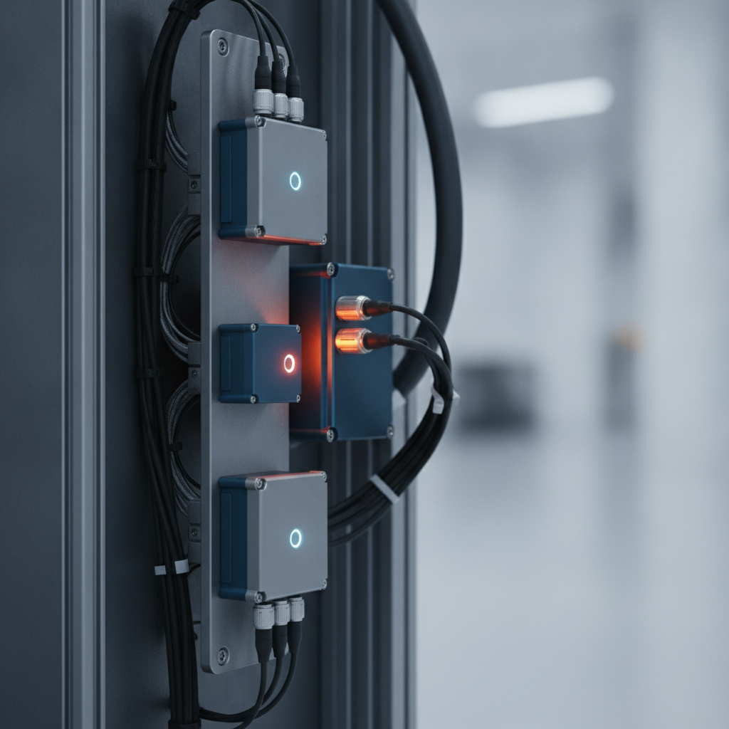 Industrial IoT sensors and gateways mounted on factory floor machinery